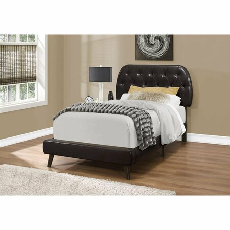 DAPHNES DINNETTE Brown Leather-Look Bed with Wood Legs - Twin Size DA3067078